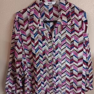 Alia Long Sleeve Multicolord Button Down Blouse Size 14